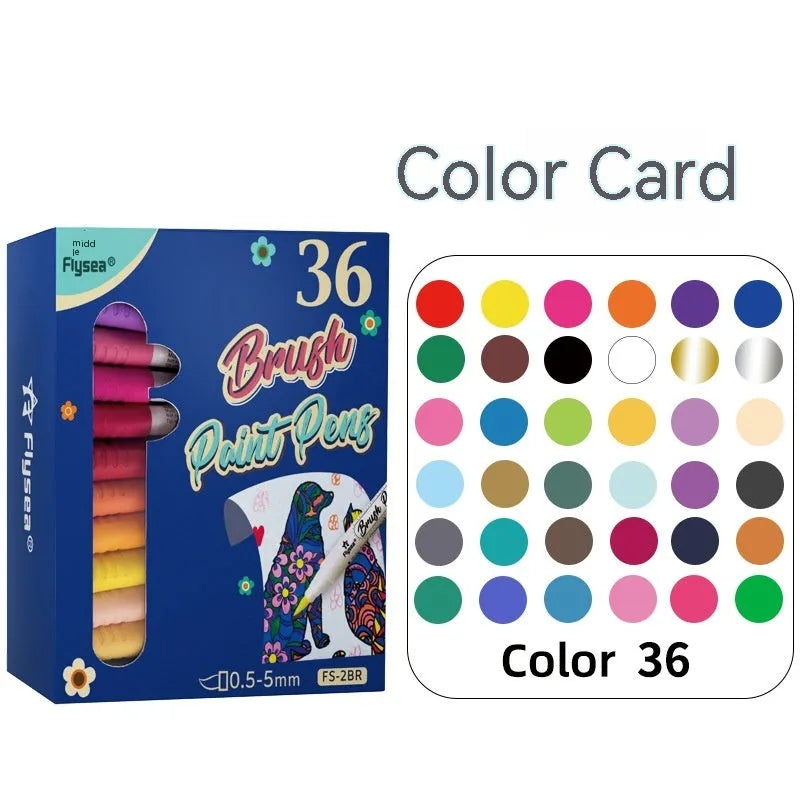 Set of soft tip gouache marker pens for hand accounting and craft projects, shown in a multipack.