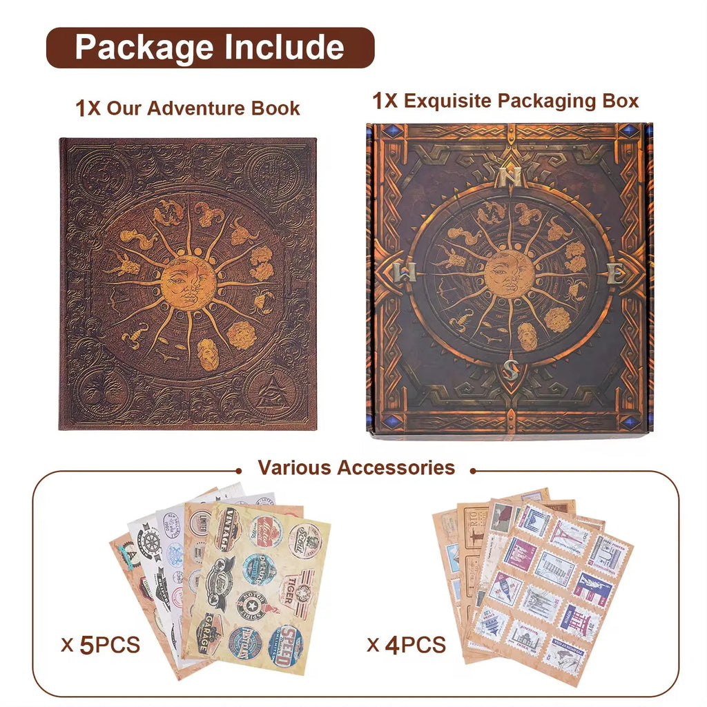 132-page retro constellation photo album with hard cardboard cover and kraft paper pages