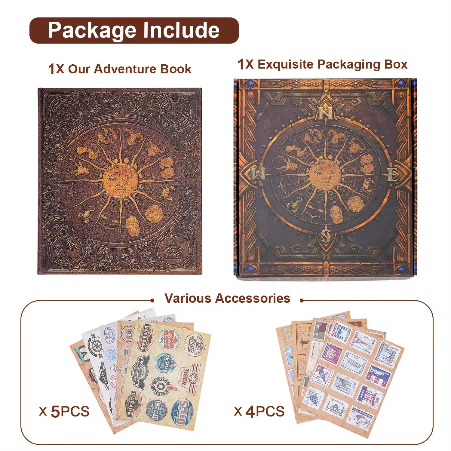 132-page retro constellation photo album with hard cardboard cover and kraft paper pages
