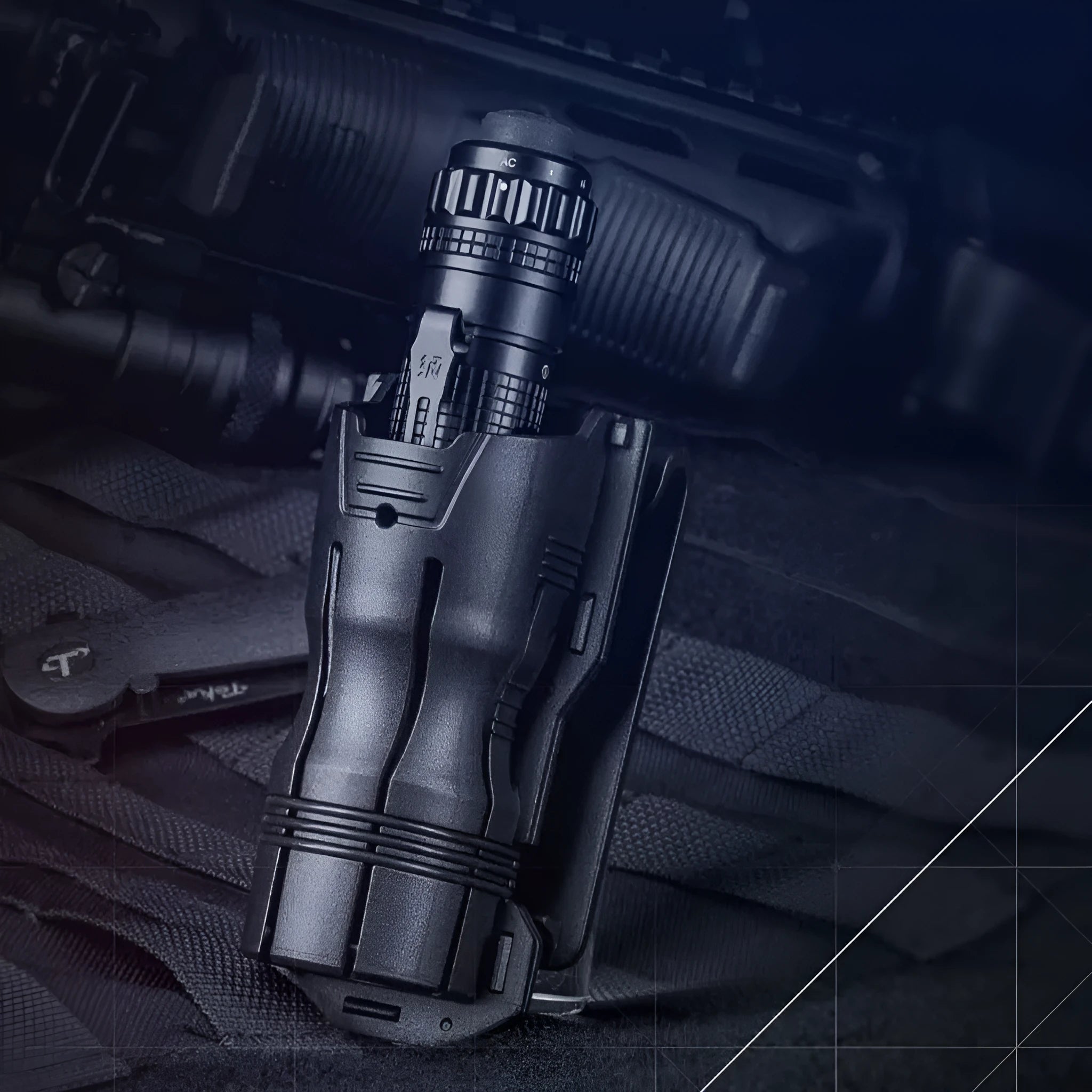 Black nylon glass fibre 360-degree rotating tactical torch quick pull sleeve for 27-30mm flashlights