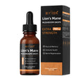 Private label organic Lions Mane mushroom extract liquid drops in a glass bottle with dropper