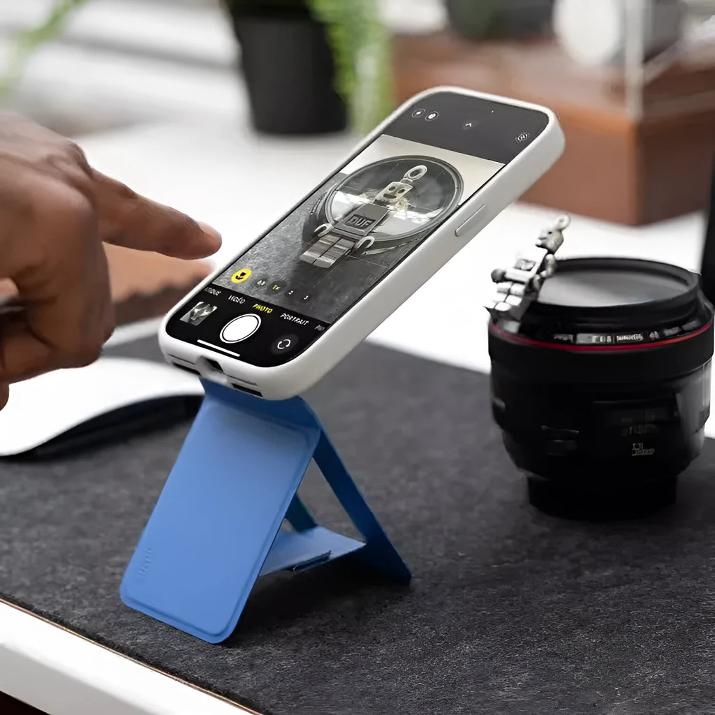 Slim black magnetic phone holder showing dimensions 96.5mm by 63.5mm