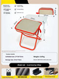 Outdoor folding camp stool in khaki colour with crossbody carry bag, shown in folded and unfolded states.
