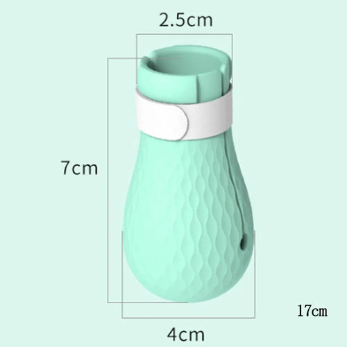 Set of four green silicone cat scratch protection gloves or foot covers.