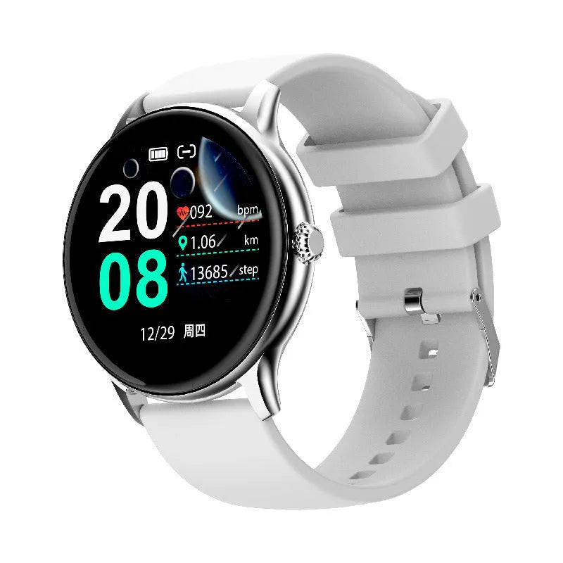 Bluetooth sports watch with blood pressure monitoring on black silicone wristband