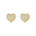 Gold colour S925 silver heart-shaped stud earrings with moissanite stones.