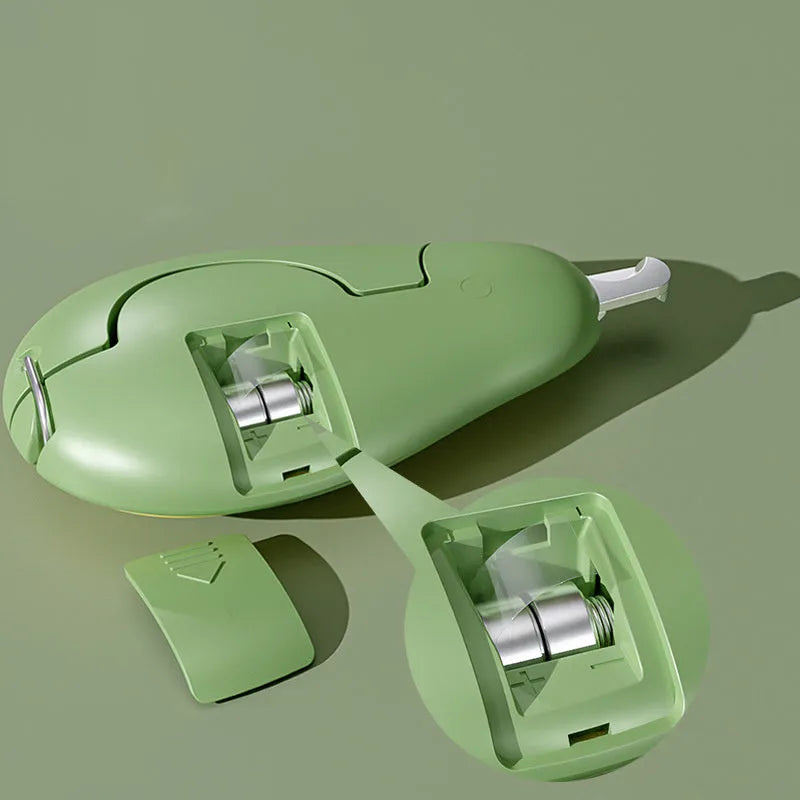 Professional LED pet nail clipper for small dogs and cats in green, pink, and white.