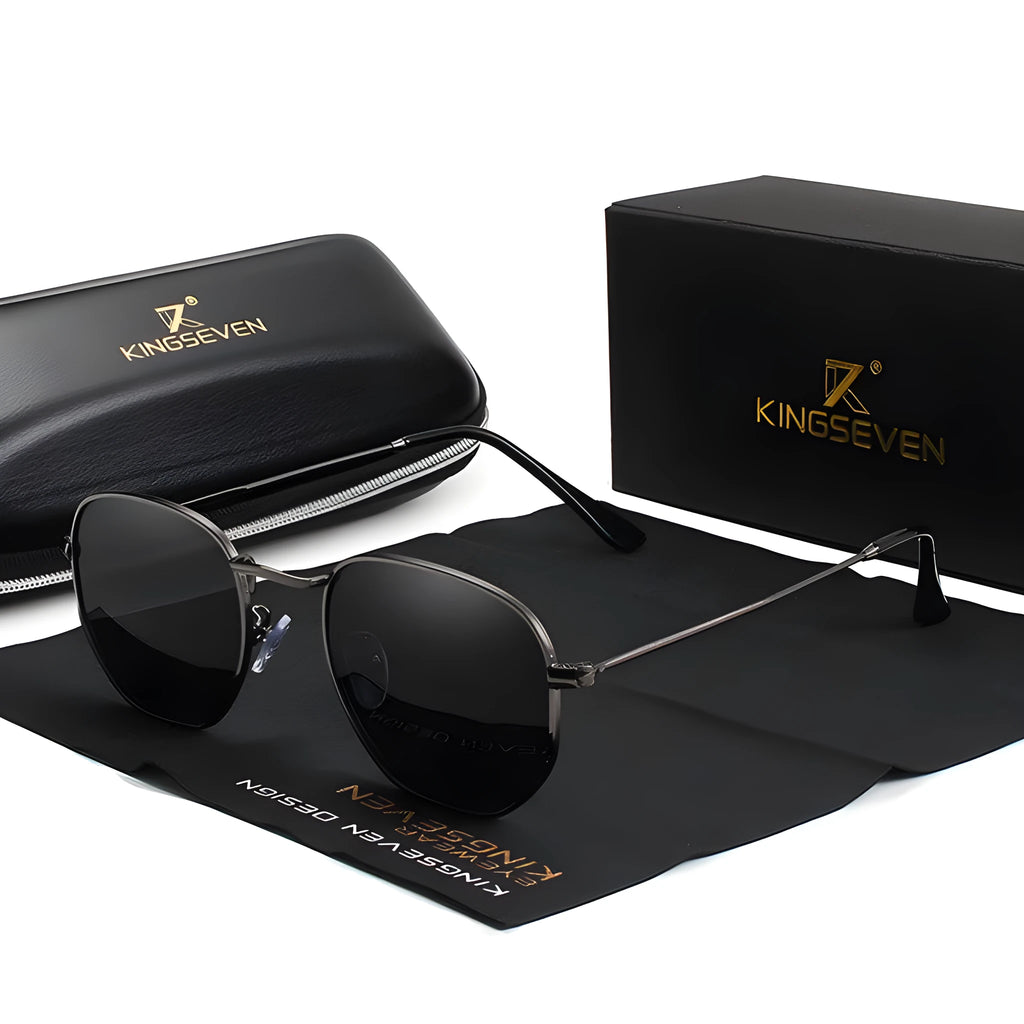 Men's classic round-frame sunglasses with a metal build in a black colour option.