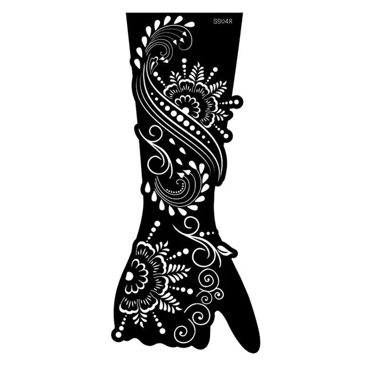 Geometric hollow template tattoo stickers showing intricate cut-out patterns for tattoo stencil applications