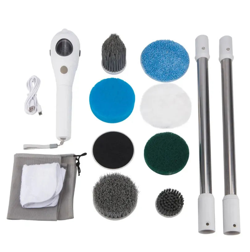 White lithium rechargeable handheld cleaning brush with ABS construction