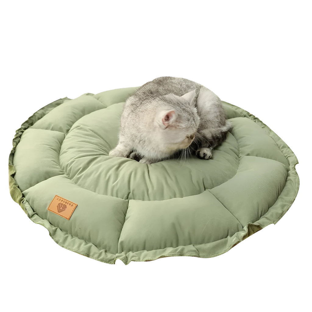 Grey reversible donut cat bed with raised rim suitable for indoor cats and small dogs
