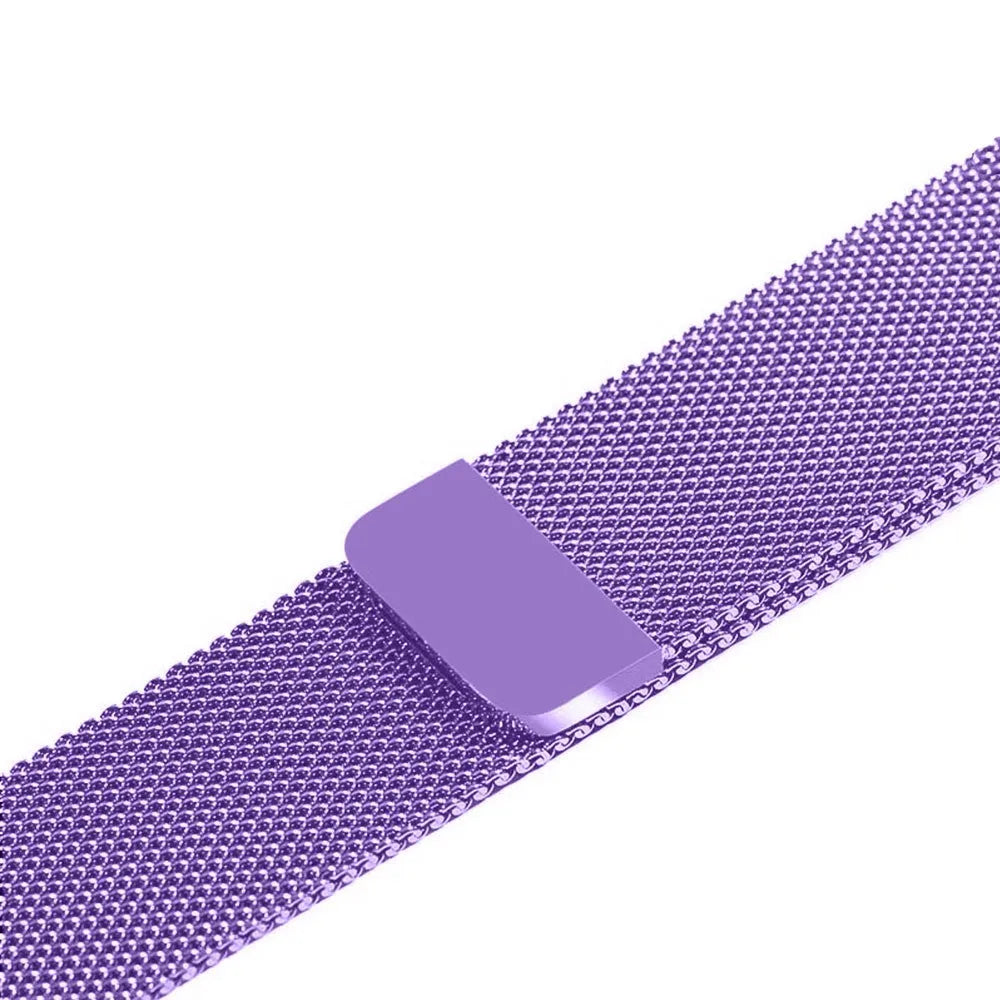 Stainless steel watch strap in silver, shown with measurements for 38mm/42mm cases and 22mm/24mm lugs.
