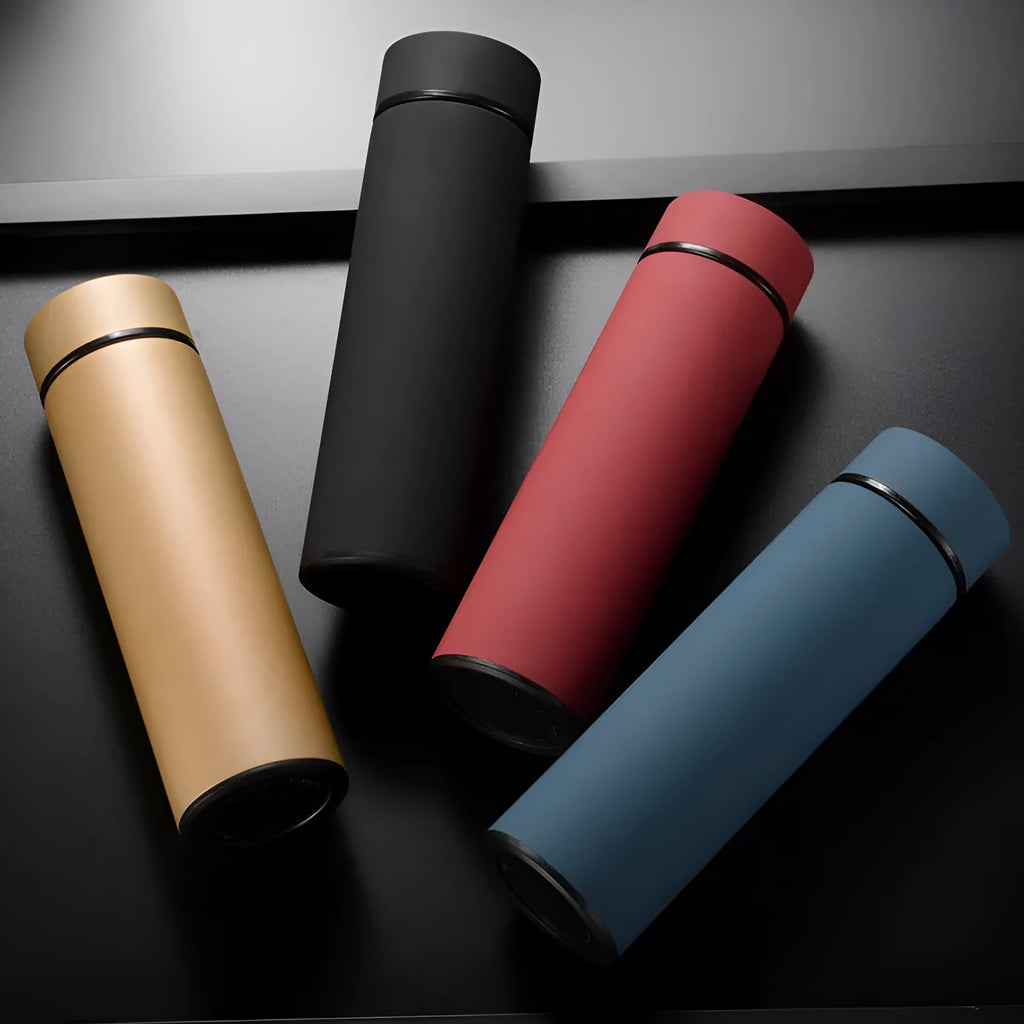 450ml stainless steel water bottle with double wall vacuum insulation in black red gold blue colours