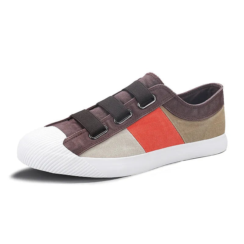 Men's low-top canvas sneakers with elastic band closure in multiple colour options