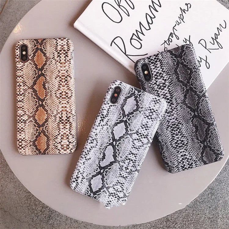 Leather luxury snake skin iPhone back cover in brown, grey, white TPU PC