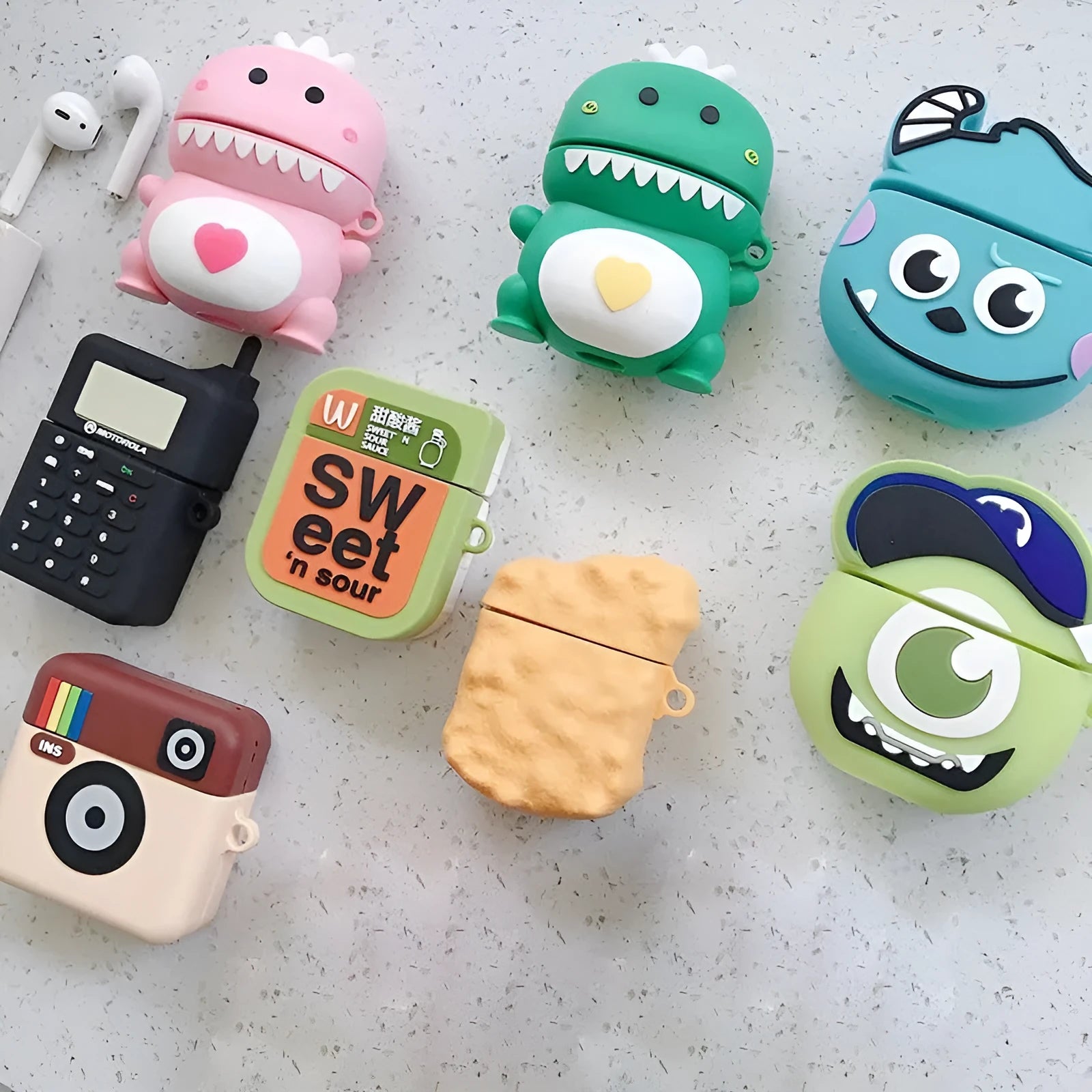Cartoon animal design silicone case for AirPods 1 and 2 generation in multiple colours