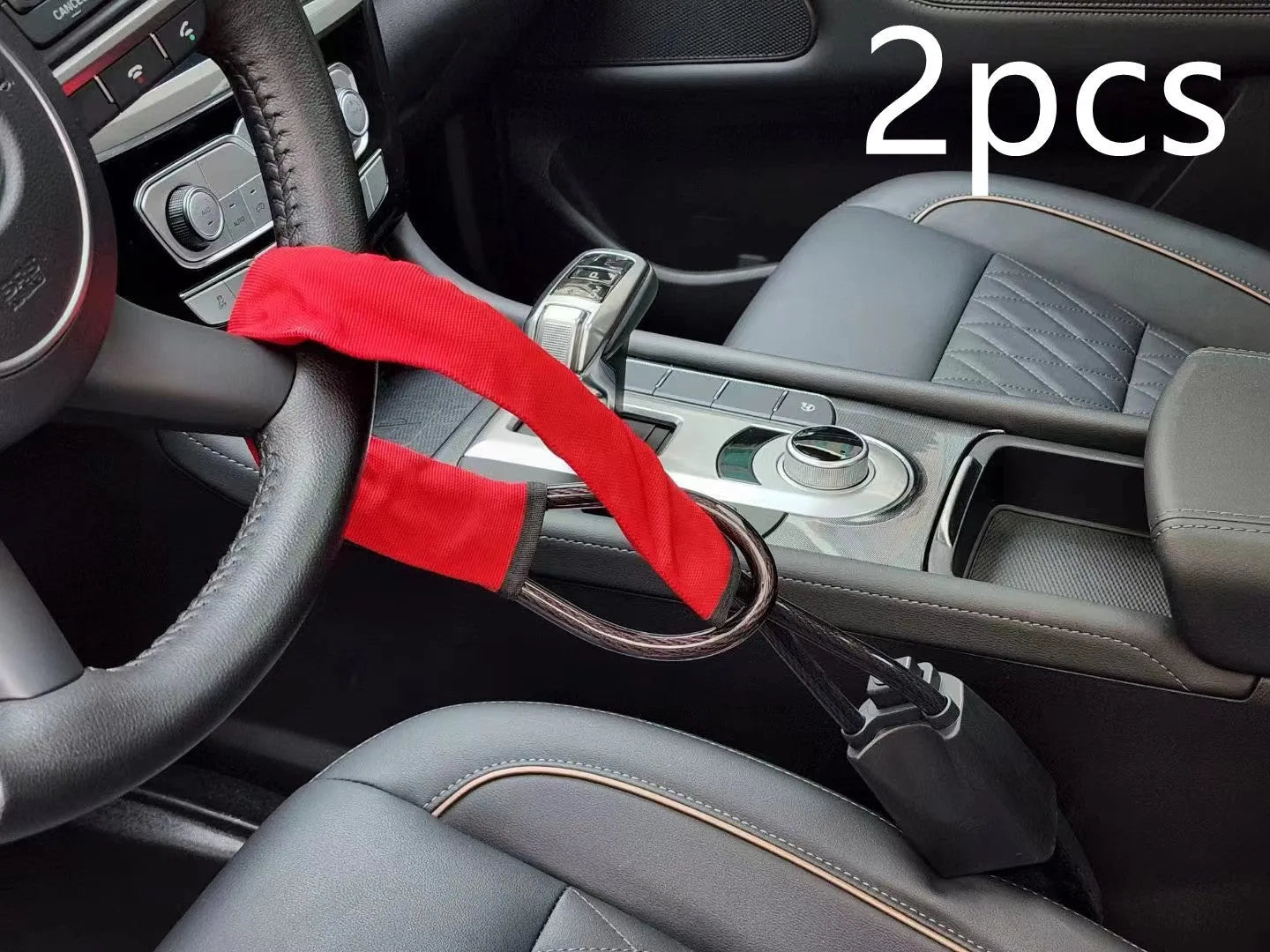 Car steering wheel wire rope lock in red colour with iron body and copper lock core for General Motors vehicles