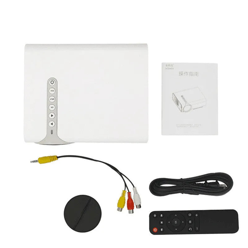 YG530 mini mobile phone projector in black or white with wireless same-screen projection capability