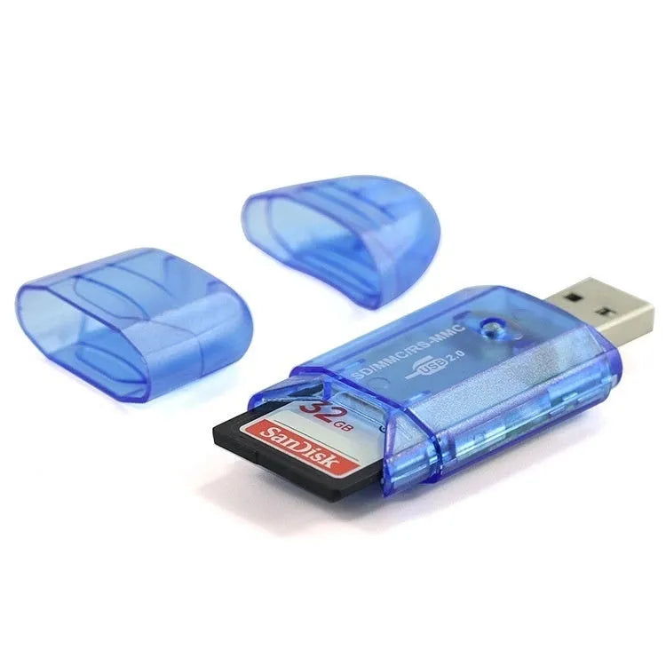 Transparent USB card reader with LED lighting options for computer memory card connectivity