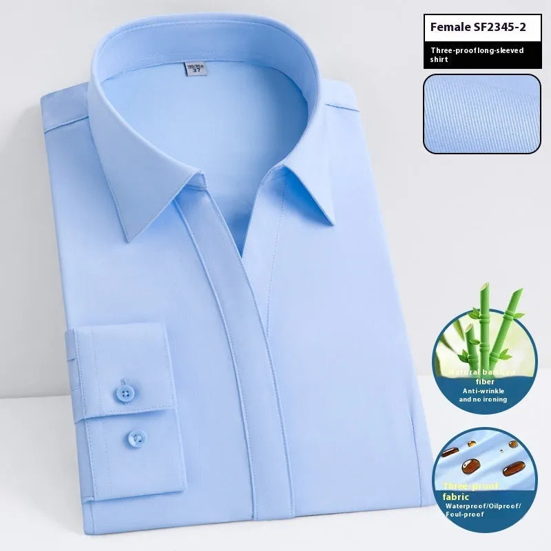 Men's bamboo fibre waterproof work shirt with square collar in slim fit business formal style