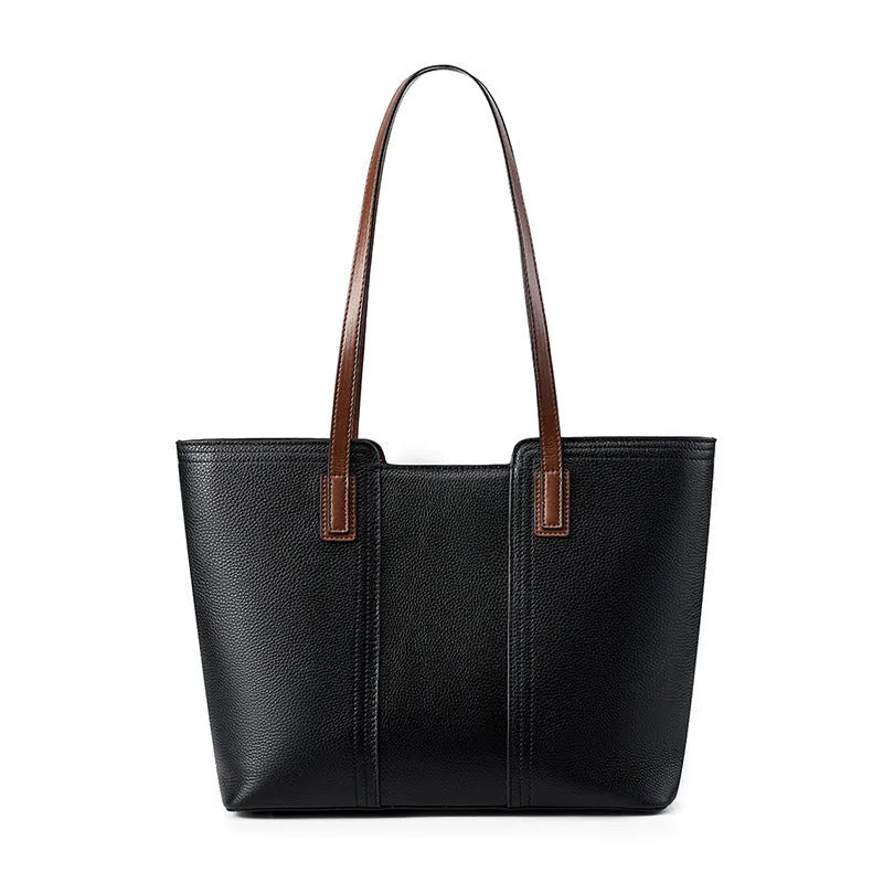 Women's genuine leather crossbody commuter bag in horizontal square shape with multiple internal compartments