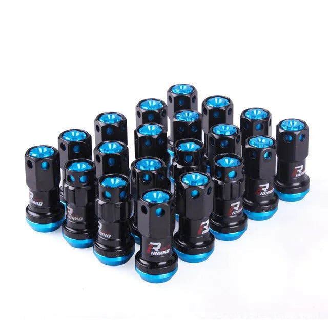 Aluminium alloy universal flat head wheel nut in various colours including black red and colour gold