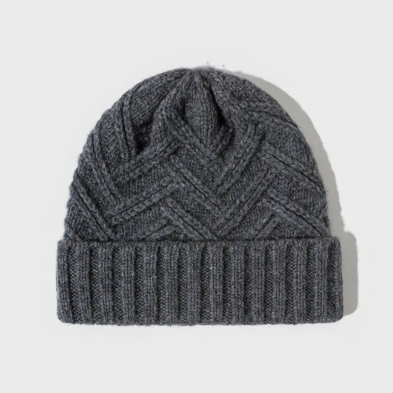 Wool knitted dome crown winter hat in six colour options on display