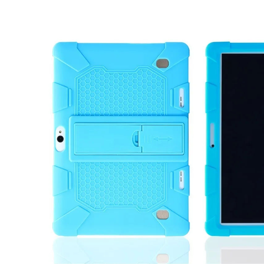 Little Overlord H10 Pro M20 silicone protective case for 10-inch tablet in multiple colour options showing stand function.