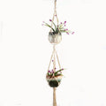 Handwoven natural cotton rope plant trellis mesh panel for climbing vines on a wall