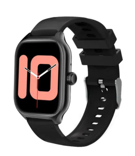 Bluetooth smart watch with touch screen display showing heart rate and step count data