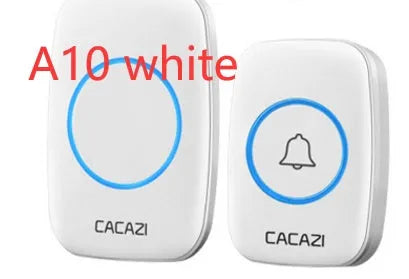 Wireless doorbell system with plug-in receiver and battery transmitter showing colour options