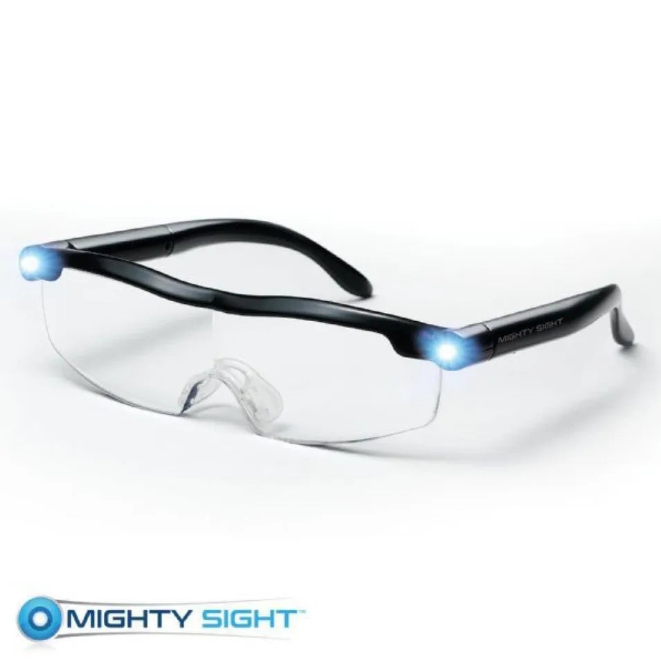 Transparent black USB LED reading glasses with programmable scheduled lighting control