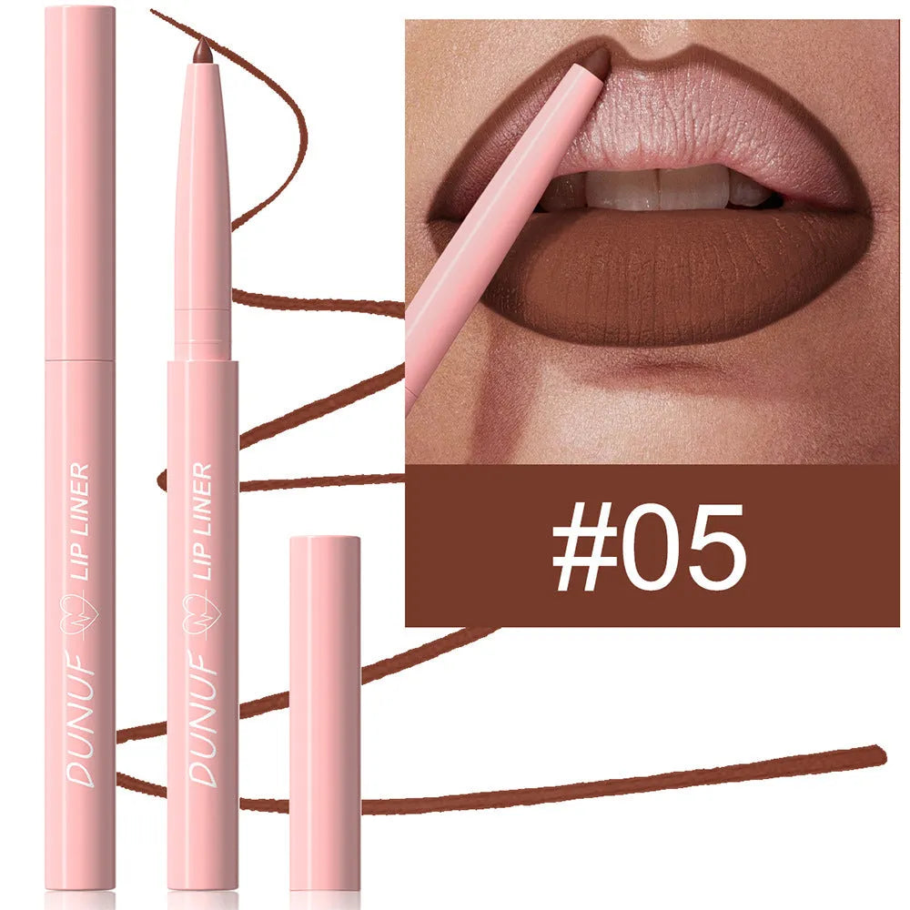 Velvet matte lip liner pencil in 12 colour options for precise lip definition