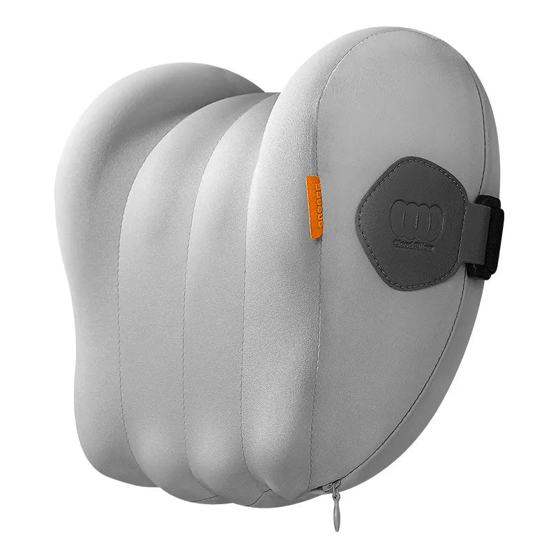 Car head pillow and lumbar support pillow set with memory foam filling in grey or orange colour options