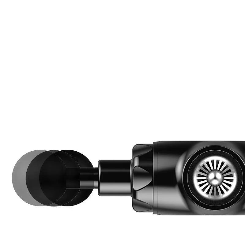 Muscle relaxation massager in black or white with adjustable speed control and lithium battery