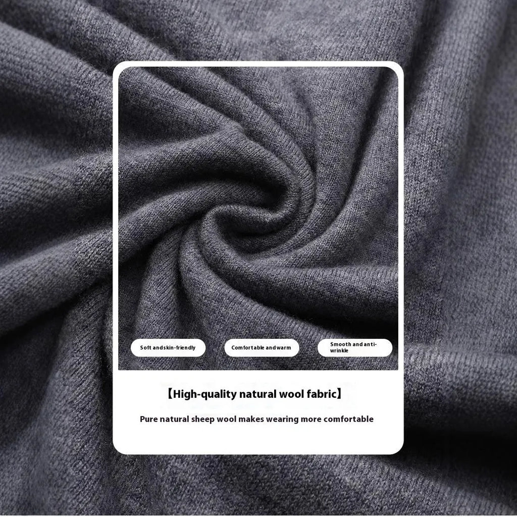 Men's standard wool pullover sweater in light grey, shown in a regular fit with regular sleeves.
