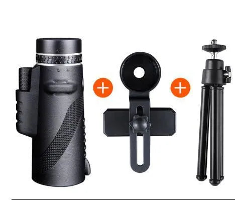 Black HD 40x60 mobile phone monocular telescope with waterproof housing and fully coated lenses