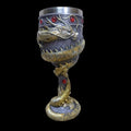 Chinese dragon 3D stainless steel red wine glass with resin handle in gold colour