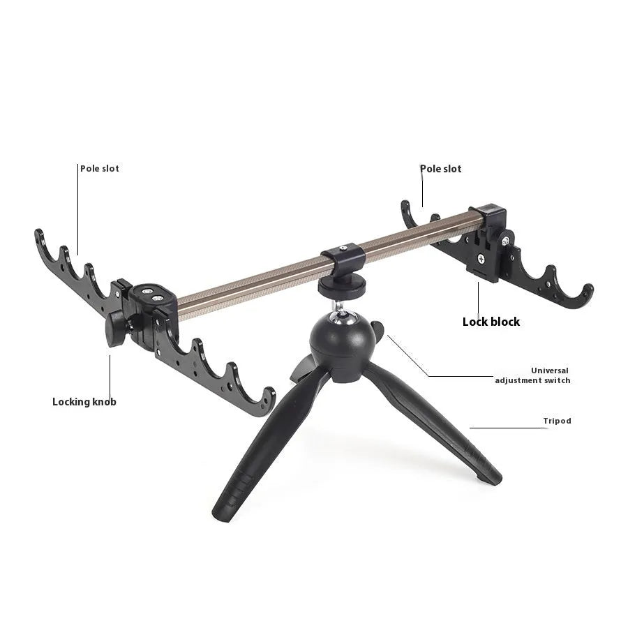 Aluminium alloy ice fishing triangle rod holder with tripod base
