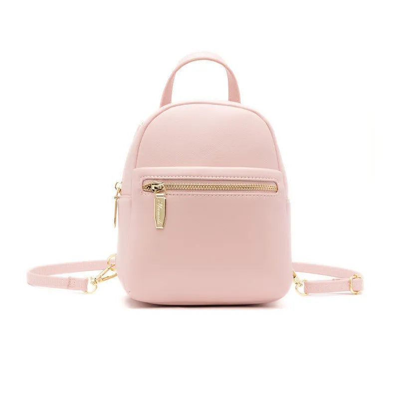 Soft PU mini backpack in multiple colours showing outer pocket and street style design