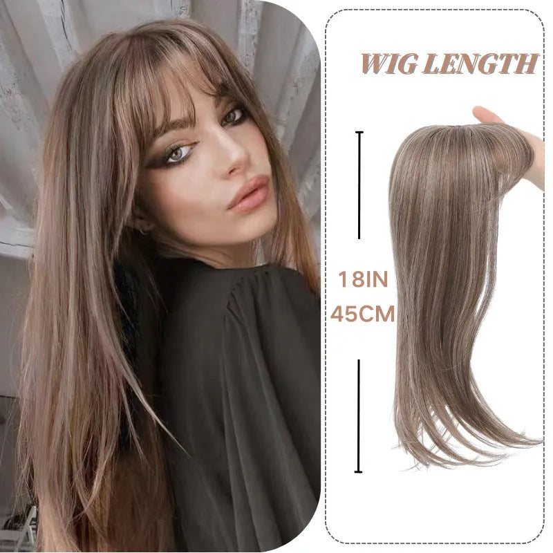 Synthetic hair clip-in wig with inner buckle fastening, shown in one of six available style colour options.
