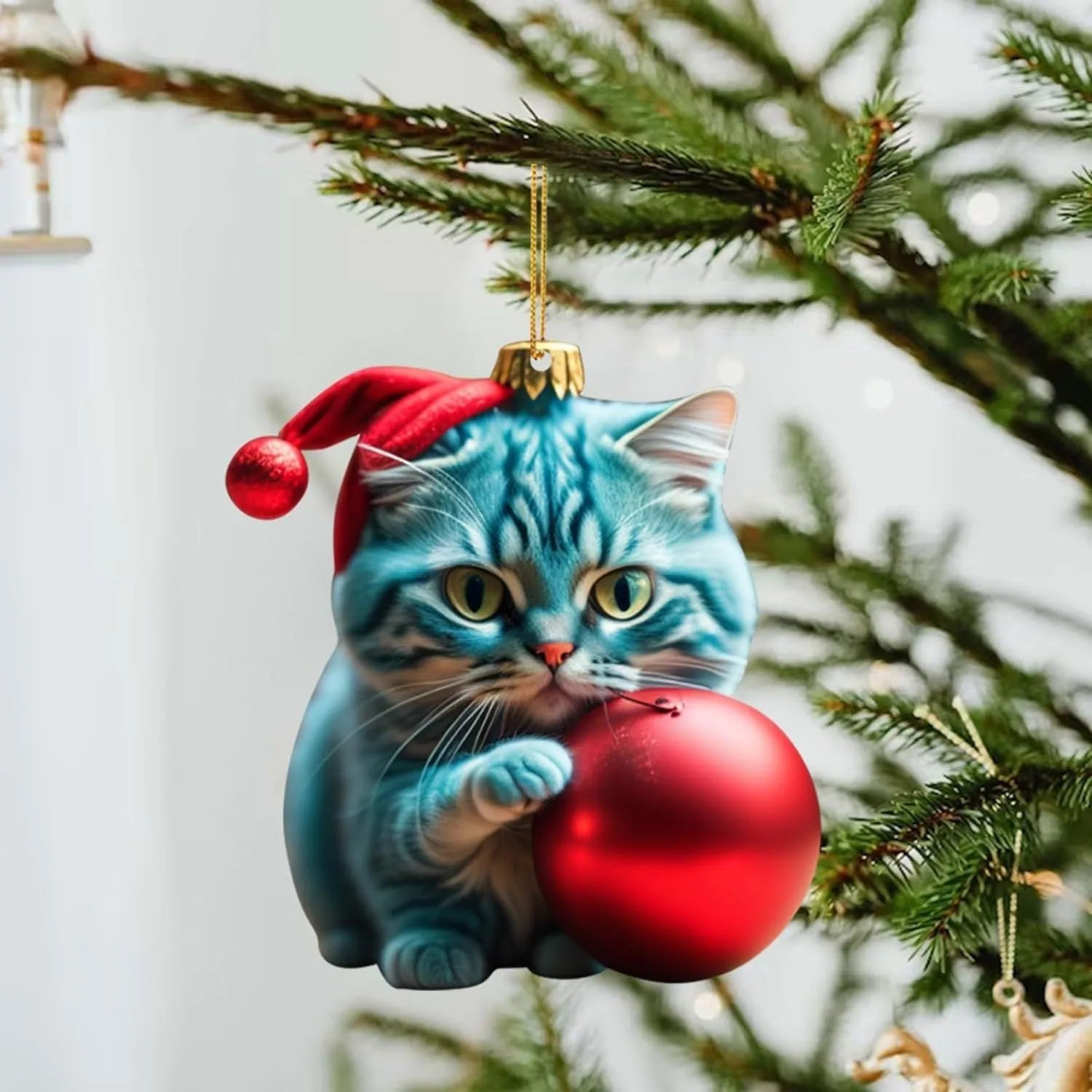 Creative kitty cartoon Christmas car hanging ornament in acrylic material