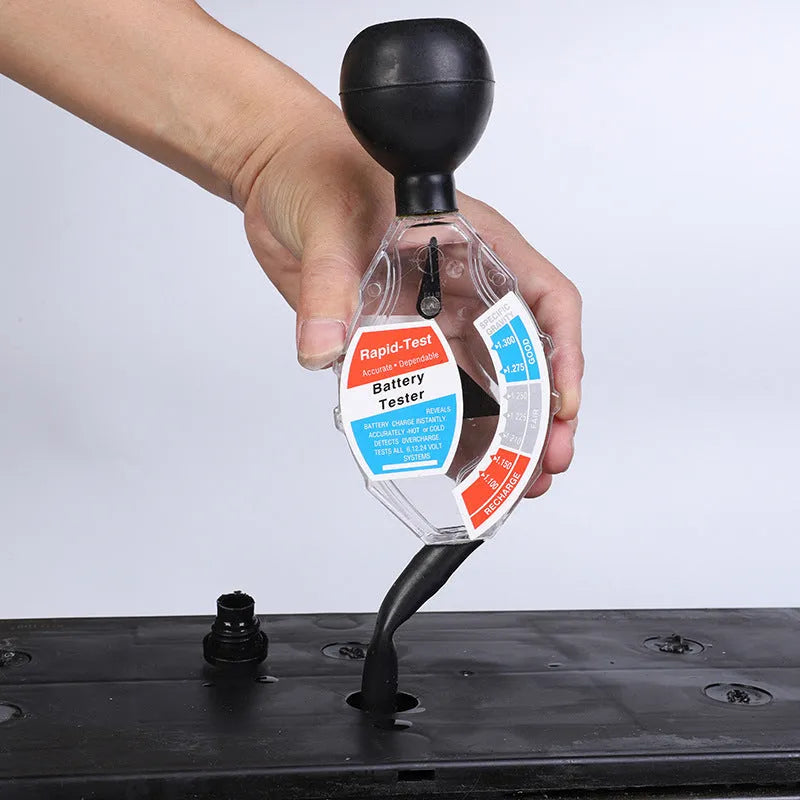 Suction electrolyte hydrometer densitometer for lead acid battery testing with measurement scale