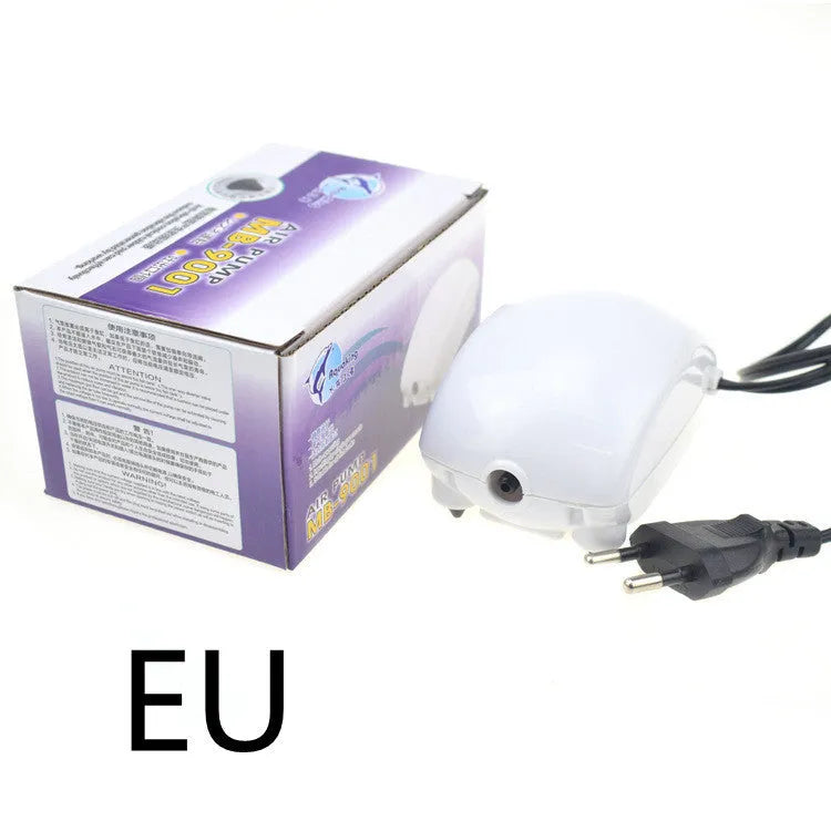Aquarium Silent Fish Breeding Oxygen Pump DB-9001 2.5W 1.8L/min 0.018Mpa Air Output for Fish Tank Water Oxygenation White Colour EU or US Plug Option with 220-240V or 110-120V