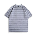 Colour striped loose fit cotton blend t-shirt with short sleeves and round neck collar in multiple colour options