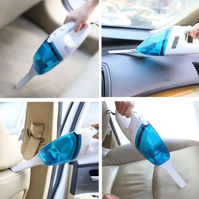 Handheld plastic car mini vacuum cleaner measuring 28x11.5x9cm with a 2.5-metre power cord