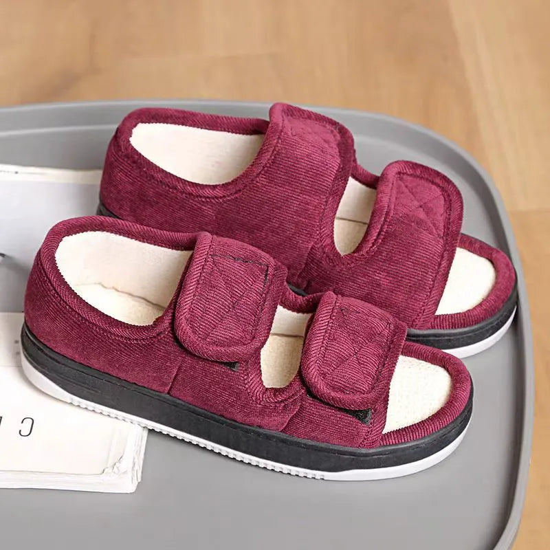 Breathable cloth sandals for elderly, open toe, rubber sole, solid colour, large size 48-49 yards
