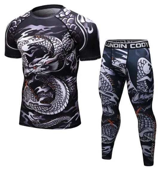 MMA compression rashguard long sleeve T shirt in polyester for gym training