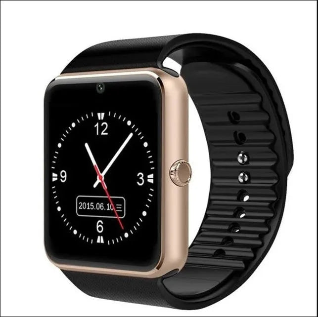 Black smart watch with 1.54 inch HD touch screen and silicone strap on a wrist.