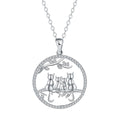 Copper necklace with four kitten pendant on cross chain, electroplated finish
